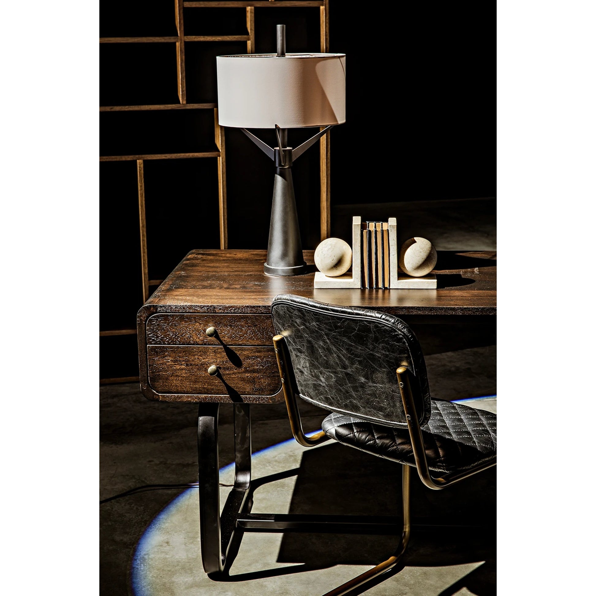 0037 Dining Chair by Noir in metal, leather. Made from metal, leather in a transitional style.