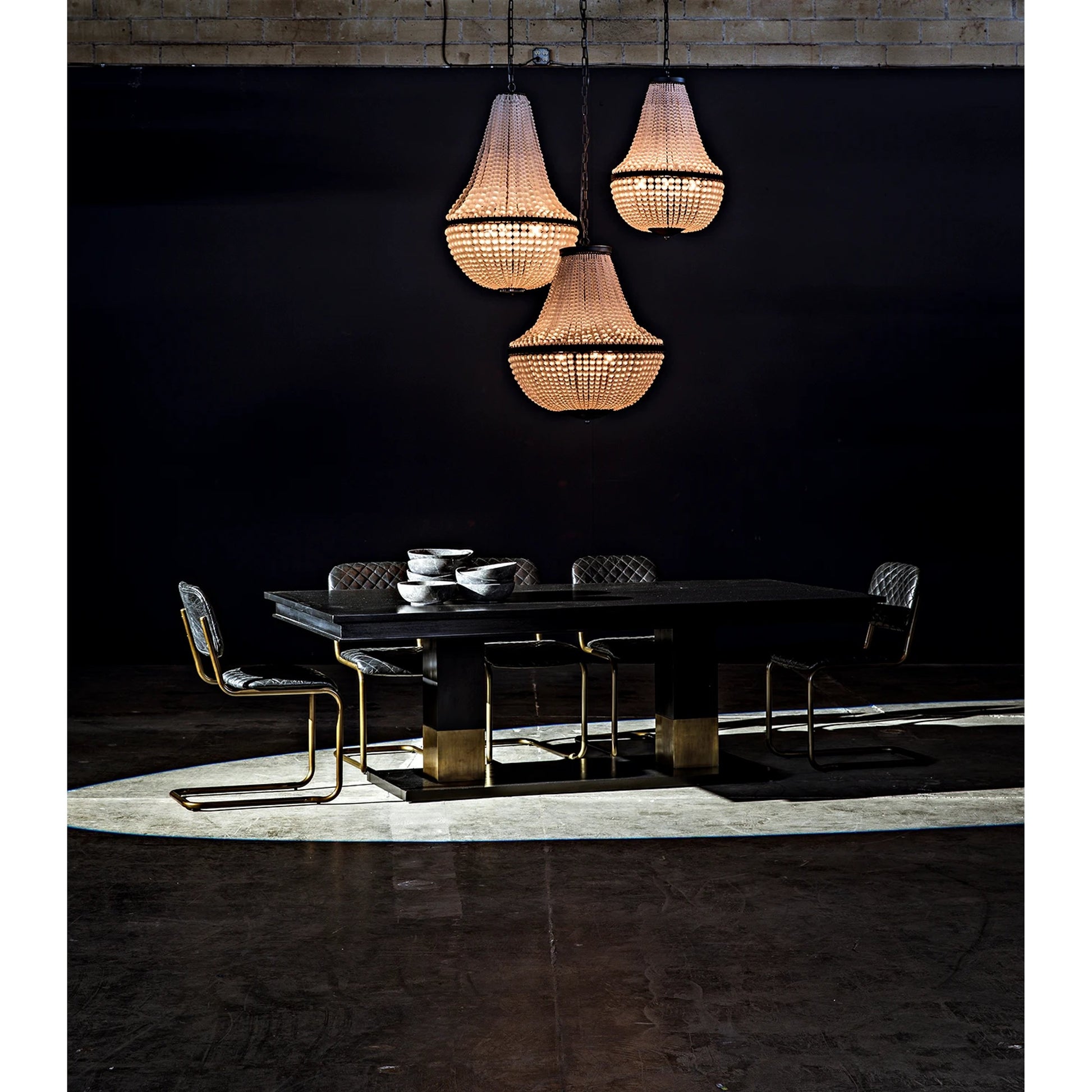 0037 Dining Chair by Noir in metal, leather. Made from metal, leather in a transitional style.