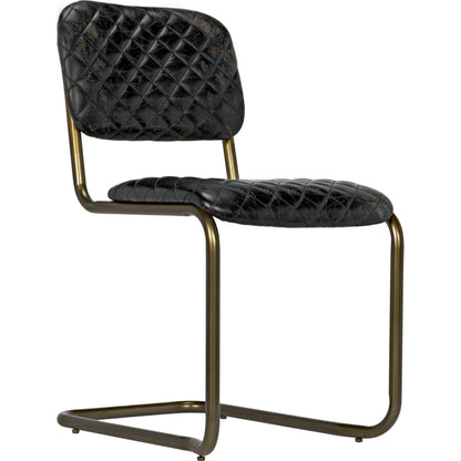 0037 Dining Chair by Noir in metal, leather. Made from metal, leather in a transitional style.