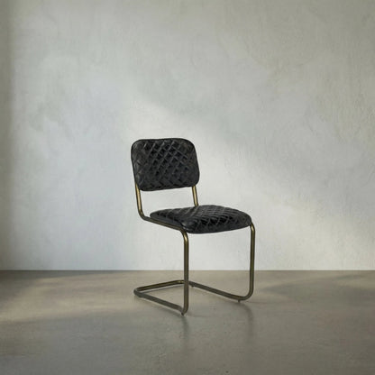 0037 Dining Chair by Noir in metal, leather. Made from metal, leather in a transitional style.
