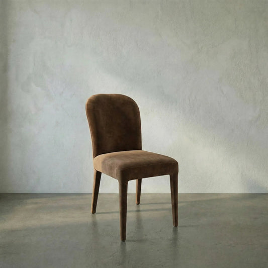 Georgia Dining Chair by Noir in corris brown. Made from leather, iron in a transitional style.