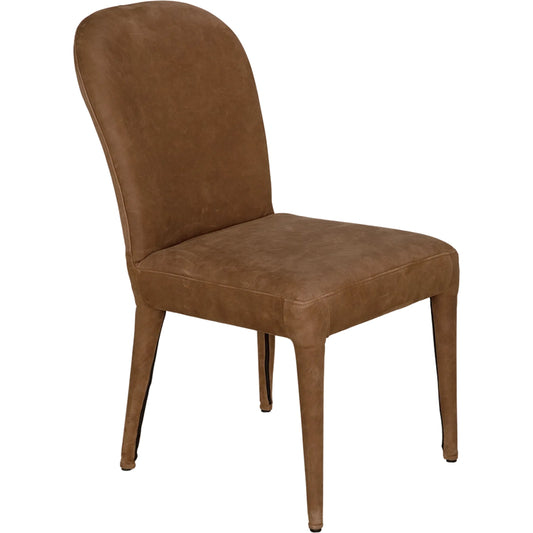 Georgia Dining Chair by Noir in corris brown. Made from leather, iron in a unique style.