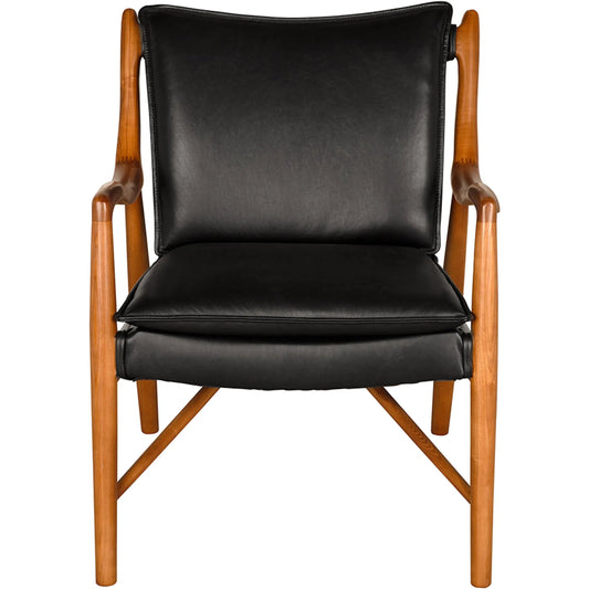 Weston Chair by Noir in dark walnut. Made from walnut, top grain leather in a unique style.