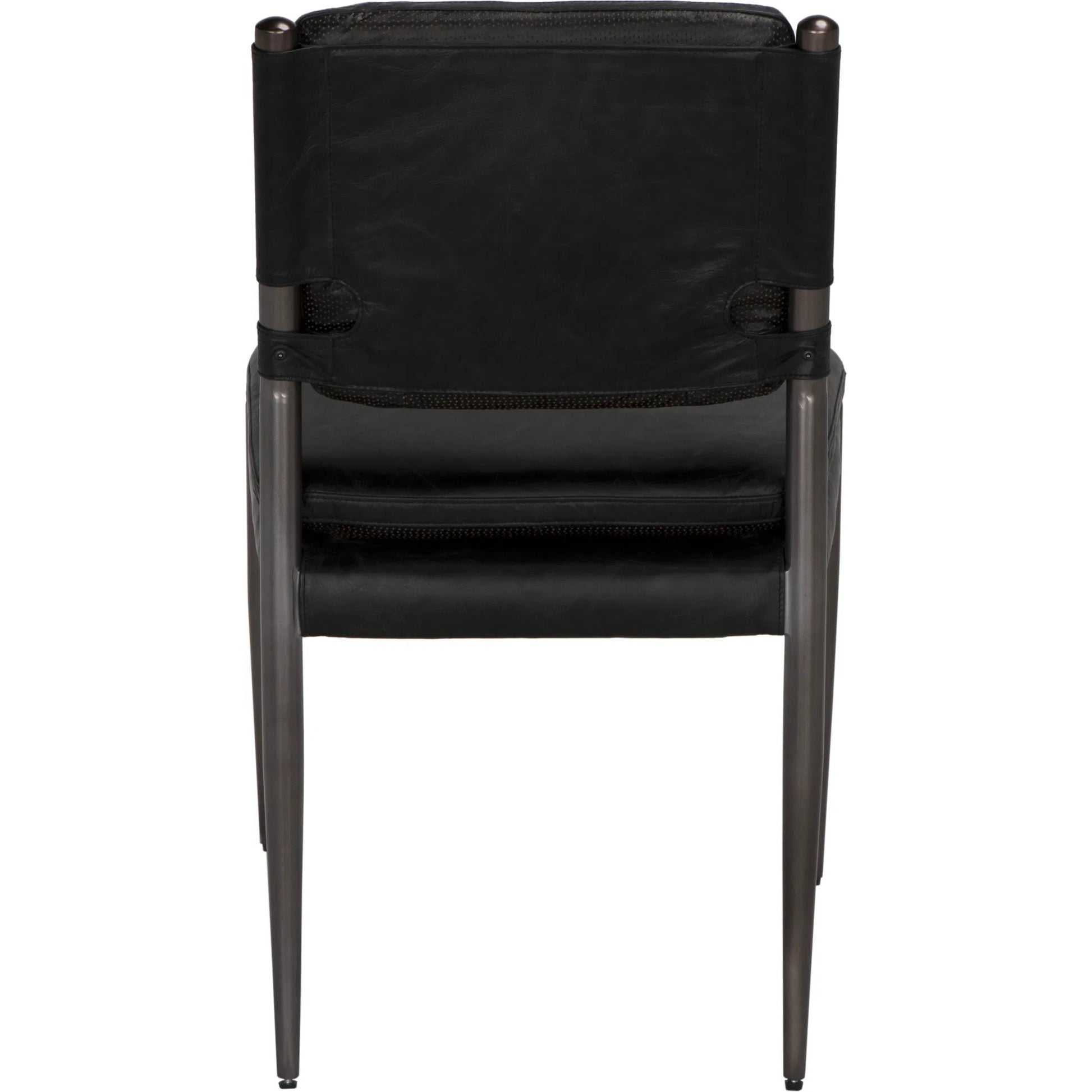 Elvis Chair by Noir in steel gray powder coat and ebony black. Made from industrial steel and top-grain leather in a modern style.