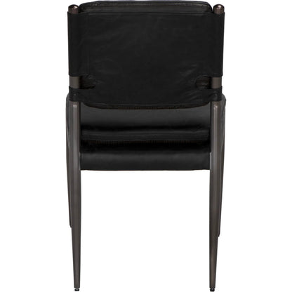 Elvis Chair by Noir in steel gray powder coat and ebony black. Made from industrial steel and top-grain leather in a modern style.