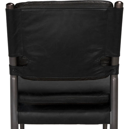 Elvis Chair by Noir in steel gray powder coat and ebony black. Made from industrial steel and top-grain leather in a modern style.