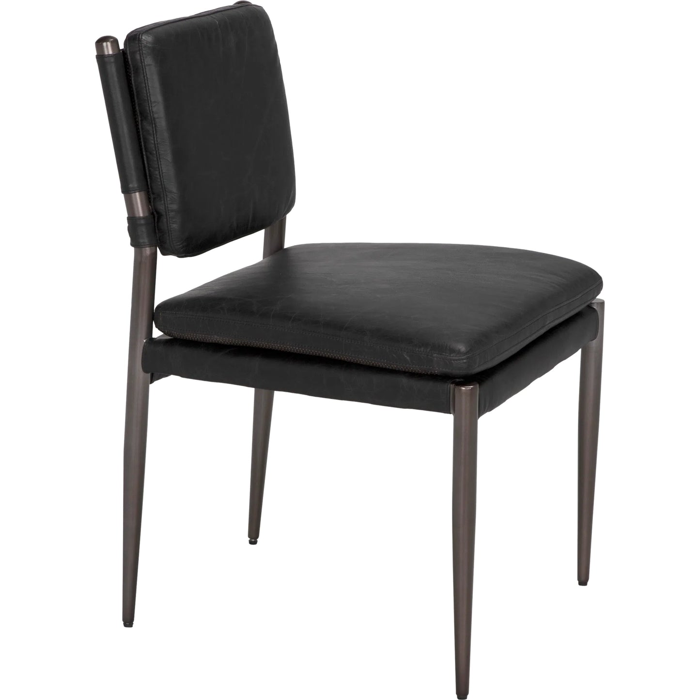 003 SI-2222930 | Primary Silo | Elvis Chair by Noir in steel gray powder coat and ebony black. Made from industrial steel and top-grain leather in a modern style.