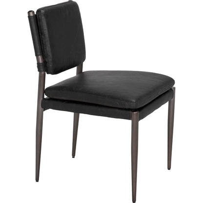 Elvis Chair by Noir in steel gray powder coat and ebony black. Made from industrial steel and top-grain leather in a modern style.