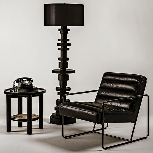 Demeter Chair by Noir in metal and black leather. Made from metal and leather in a modern style.