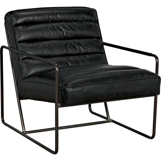 Demeter Chair by Noir in metal and black leather. Made from metal and leather in a modern style.