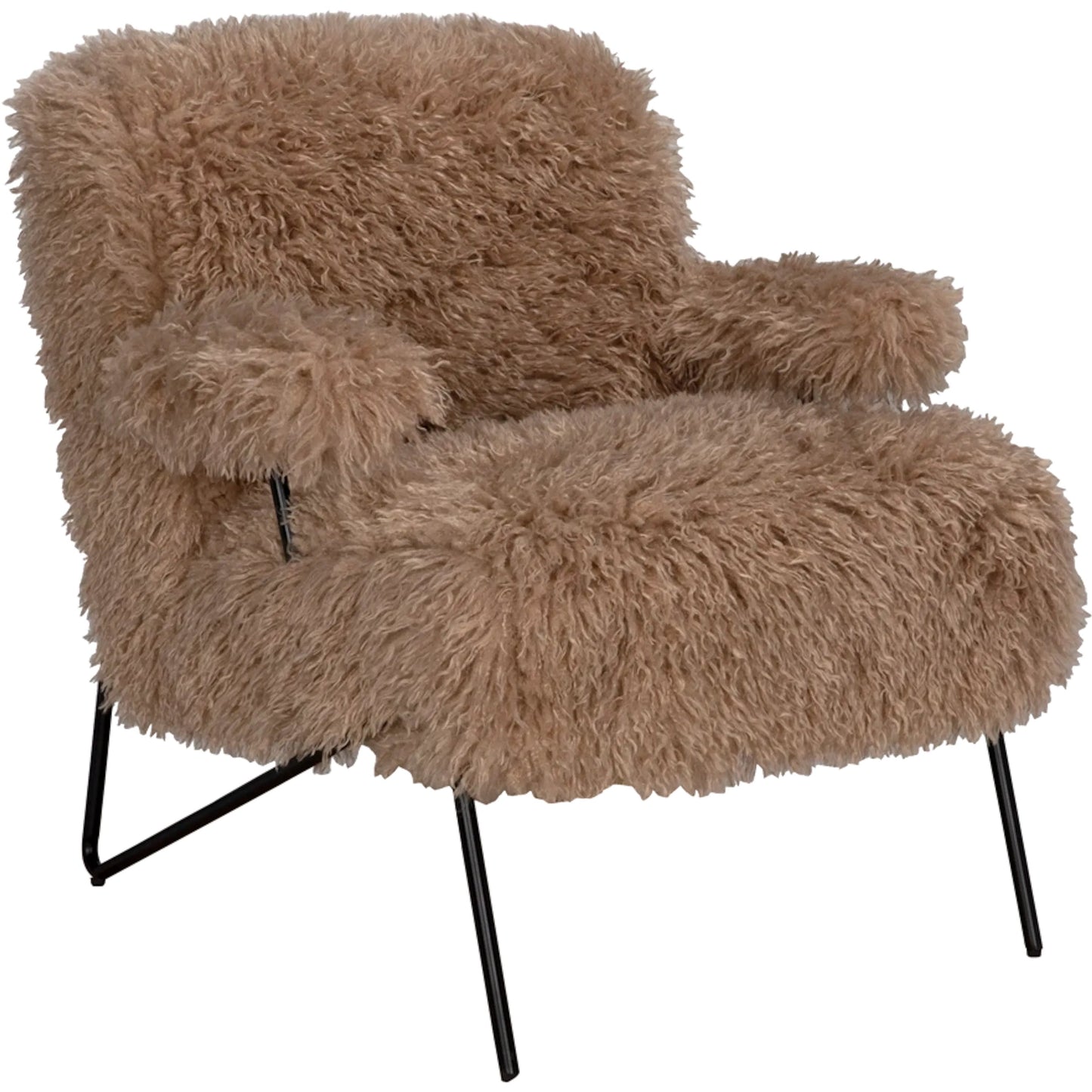 001 SI-2333076 | Primary Silo | Exeter Lounge Chair by Noir in coffee. Made from vegan fur, industrial steel in a unique style.