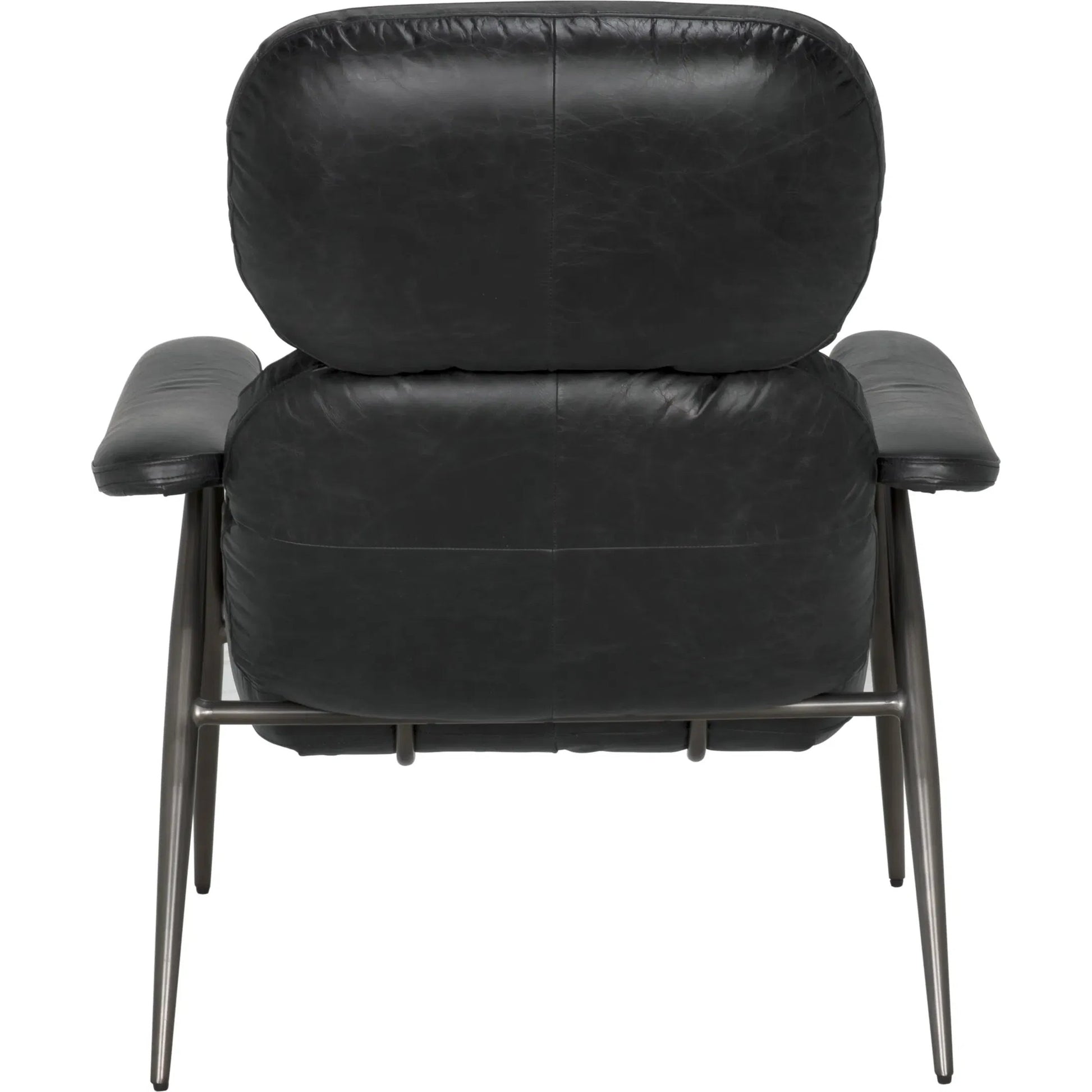 Randers Arm Chair by Noir in metal and black leather. Made from industrial steel and leather in a modern style.