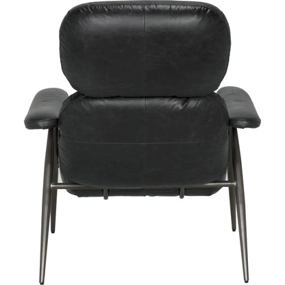 Randers Arm Chair by Noir in metal and black leather. Made from industrial steel and leather in a modern style.