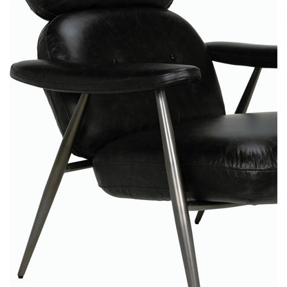 Randers Arm Chair by Noir in metal and black leather. Made from industrial steel and leather in a modern style.