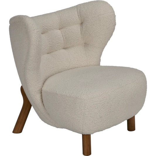 Boggio Chair by Noir in dark walnut and off white fabric. Made from walnut and polyester in a unique style.