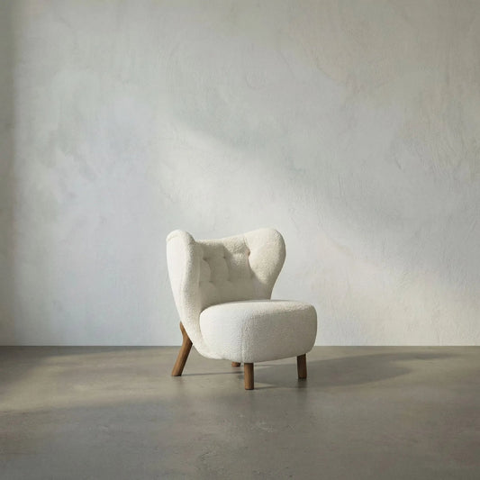 Boggio Chair by Noir in dark walnut and off white fabric. Made from walnut and polyester in a transitional style.