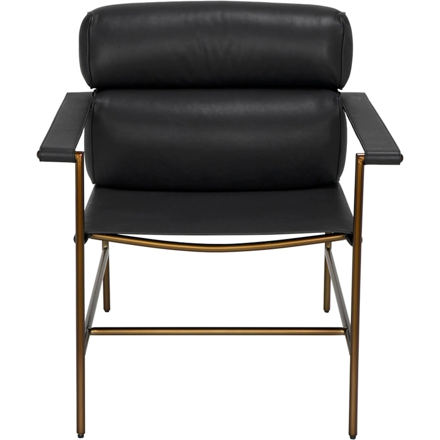 004 SI-2222926 | Additional Silo | Chet Chair by Noir in bronze powder coat and santosa matte black. Made from industrial steel and top-grain leather in a modern style.
