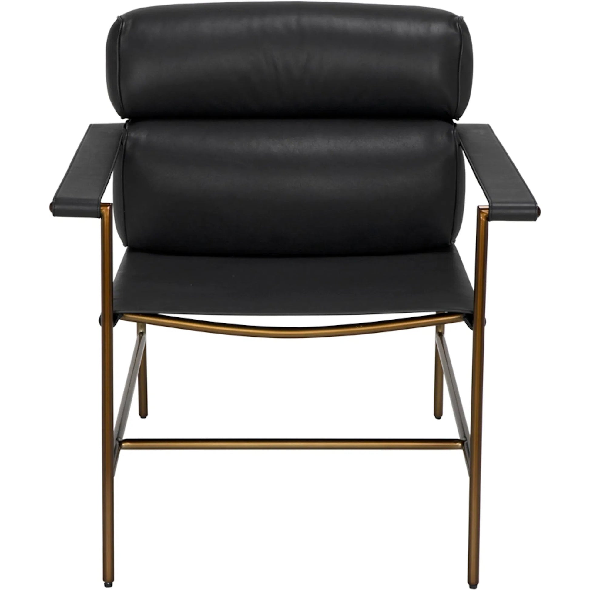 Chet Chair by Noir in bronze powder coat and santosa matte black. Made from industrial steel and top-grain leather in a modern style.