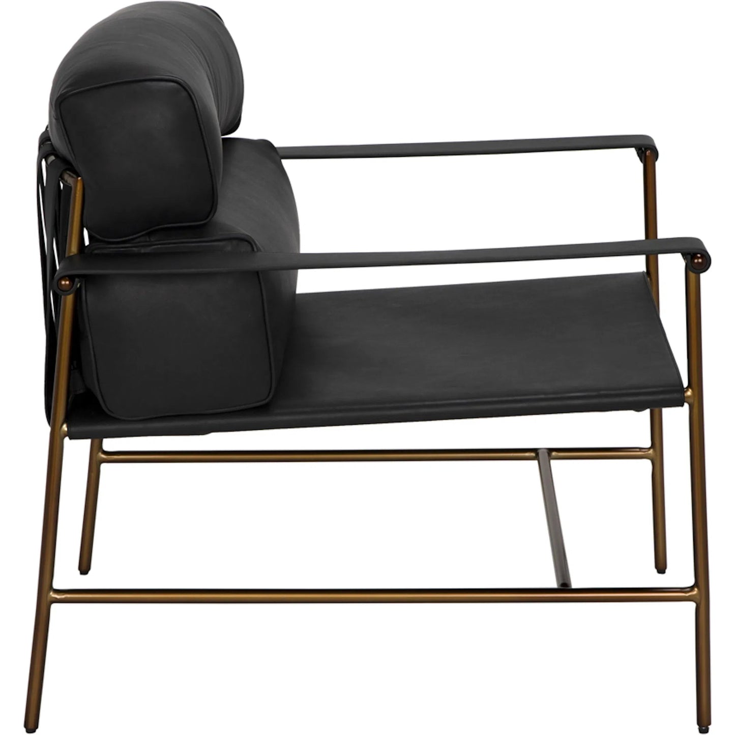 002 SI-2222926 | Additional Silo | Chet Chair by Noir in bronze powder coat and santosa matte black. Made from industrial steel and top-grain leather in a modern style.