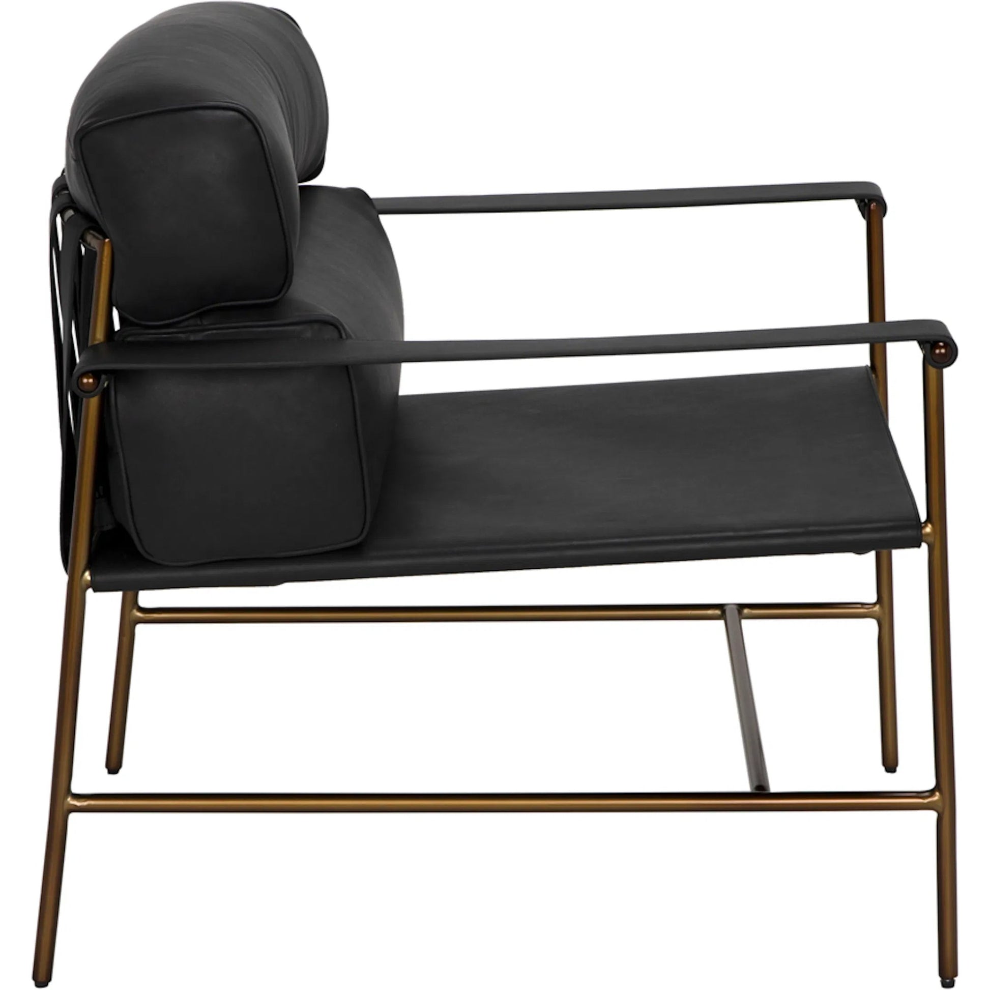 Chet Chair by Noir in bronze powder coat and santosa matte black. Made from industrial steel and top-grain leather in a modern style.