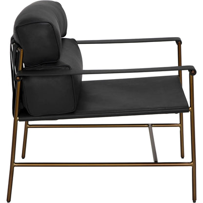 Chet Chair by Noir in bronze powder coat and santosa matte black. Made from industrial steel and top-grain leather in a modern style.