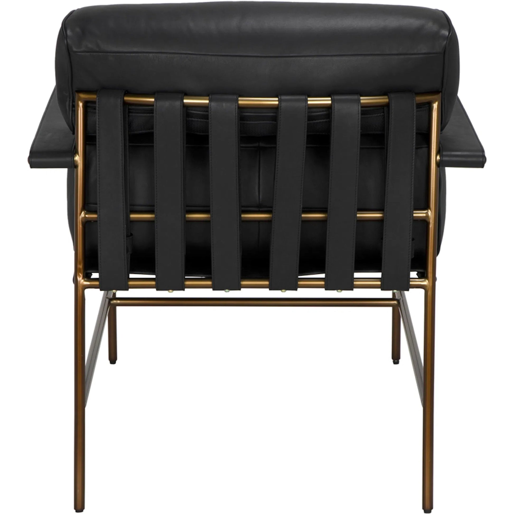 Chet Chair by Noir in bronze powder coat and santosa matte black. Made from industrial steel and top-grain leather in a modern style.