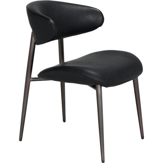Hakone Chair by Noir in gray powder coat. Made from industrial steel, leather in a unique style.
