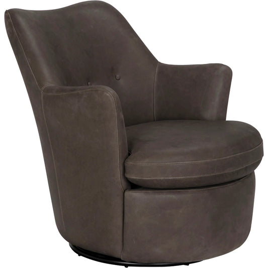 Hotchkiss Swivel Arm Chair by Noir in boyce black. Made from industrial steel, leather in a unique style.