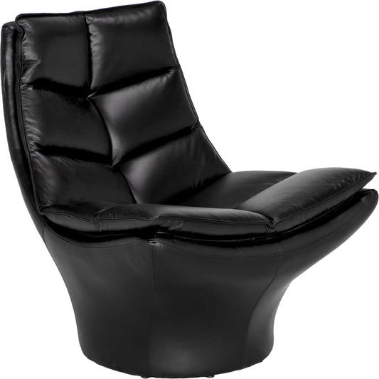 Ian Chair by Noir in onyx black. Made from top, top grain leather in a unique style.