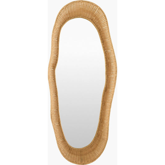Leadville Accent Mirror by Surya in natural and lacquered. Made from rattan in a unique style.