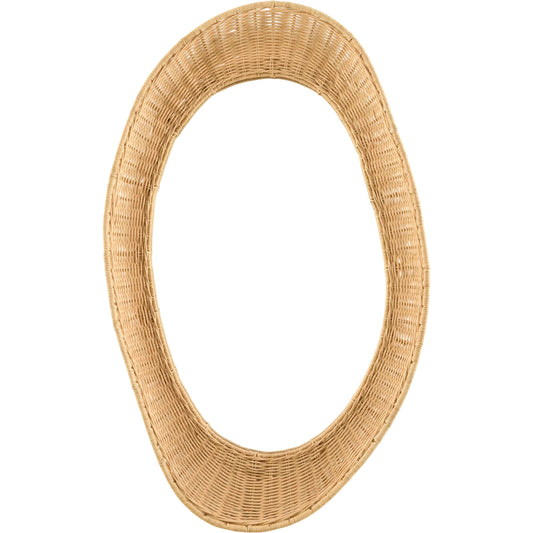 Leadville Accent Mirror by Surya in natural and lacquered. Made from rattan in a unique style.