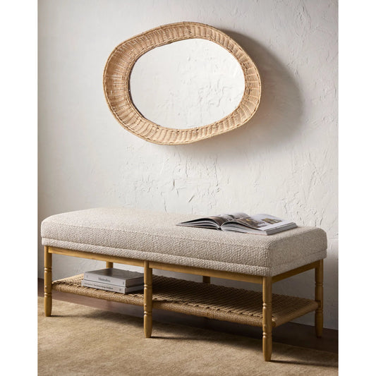 Leadville Accent Mirror by Surya in natural and lacquered. Made from rattan in a unique style.