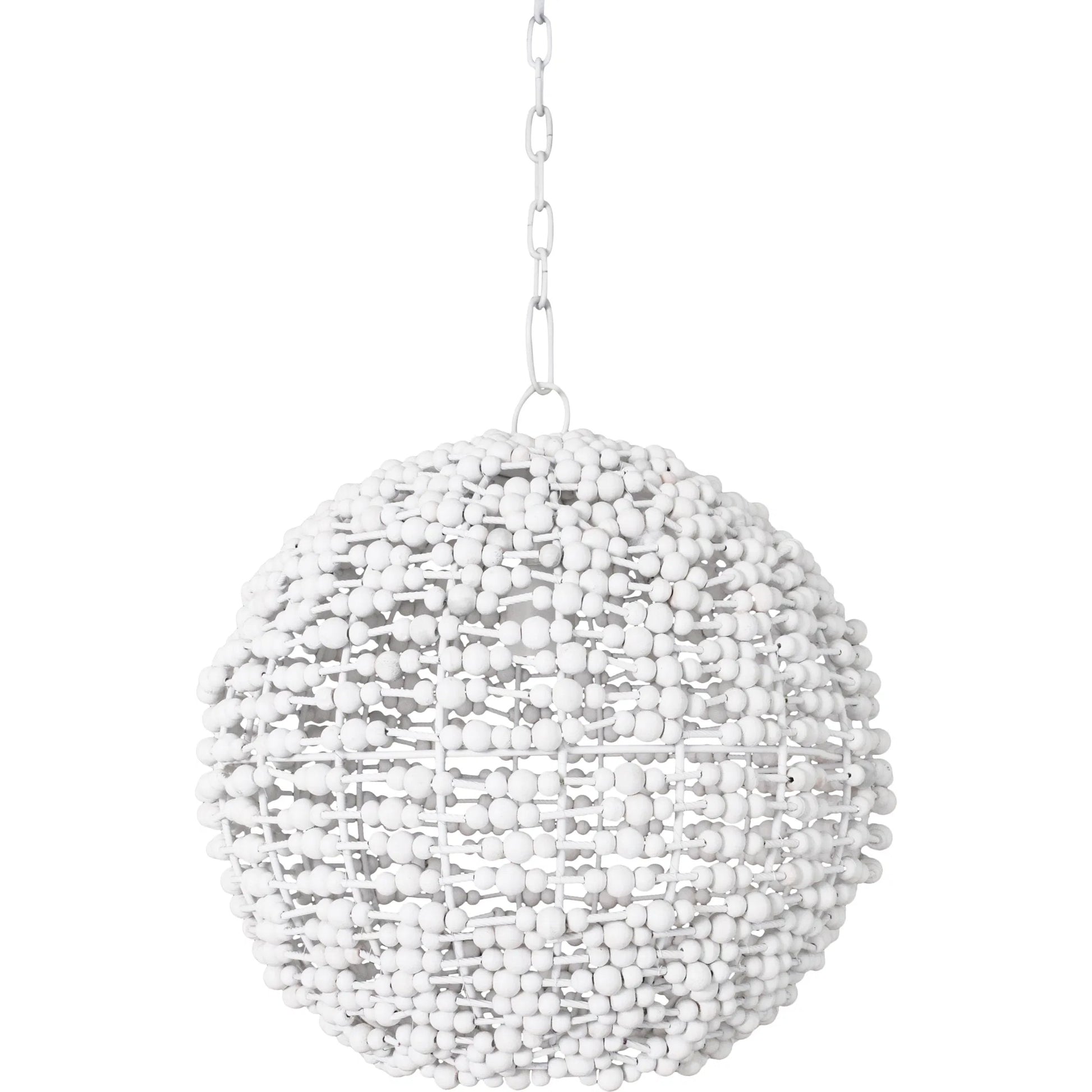 Leena Sphere Shaped Pendant by Worlds Away in whitewash. Made from wood, glass, metal in a unique style.