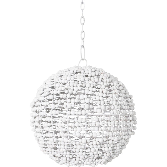 Leena Sphere Shaped Pendant by Worlds Away in whitewash. Made from wood, glass, metal in a unique style.