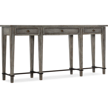Ciao Bella Console by Hooker Furniture in speckled gray. Made from maple veneers, metal, solid-wood edge top in a cottage & farmhouse style.