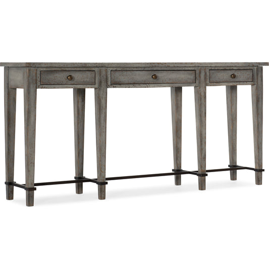 Ciao Bella Console by Hooker Furniture in speckled gray. Made from maple veneers, metal, solid-wood edge top in a cottage & farmhouse style.