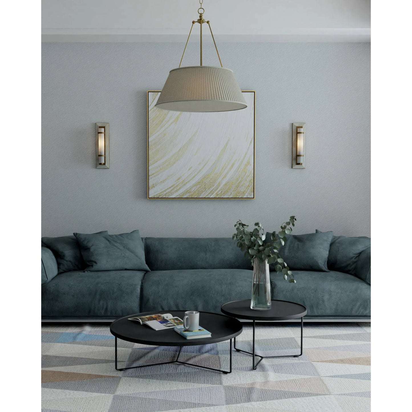 031 SI-1894211 | Lifestyle | Bruneau Wall Sconce by Currey and Company. Made from alabaster, steel, glass in a modern style.