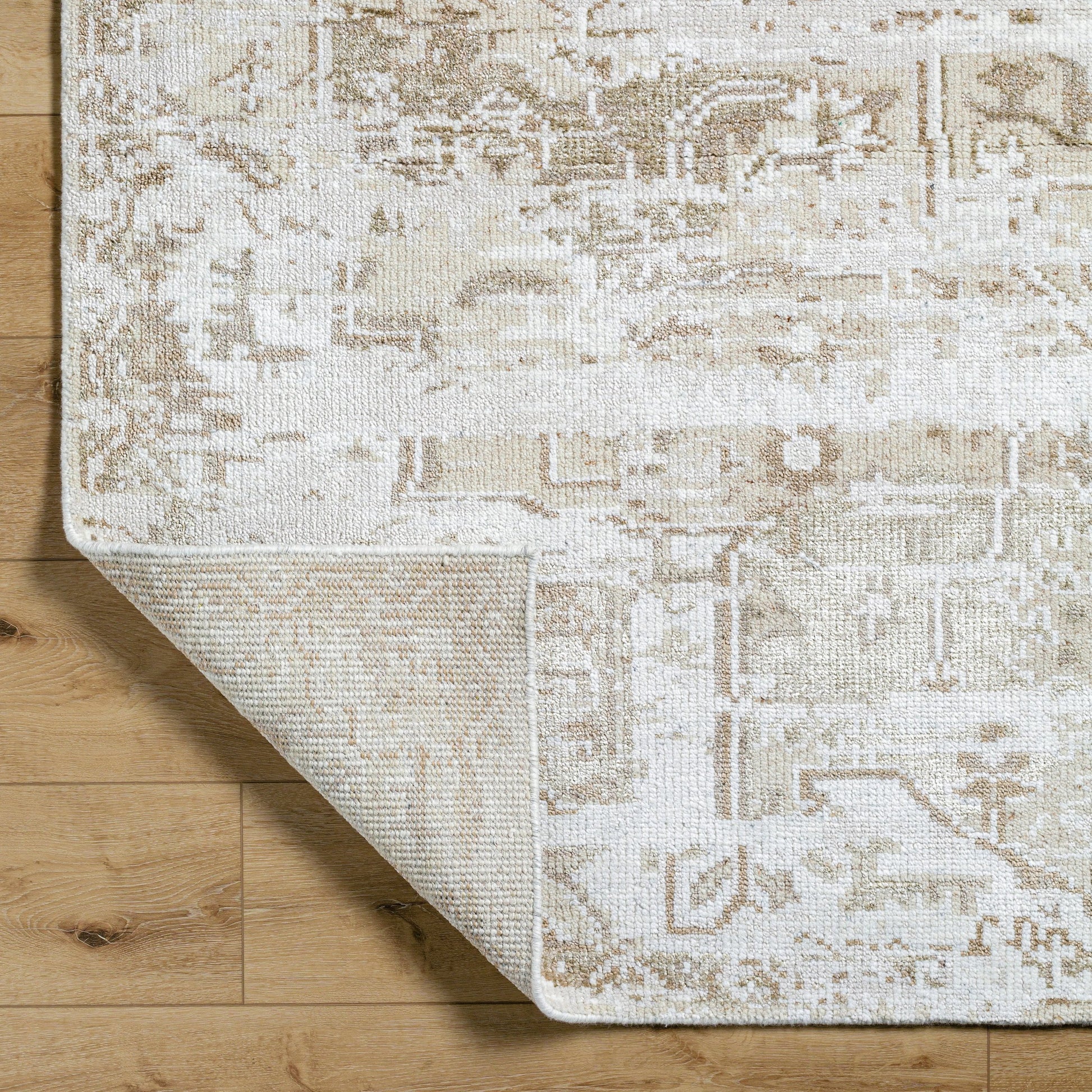 Lille LEL-2300 Rug by Surya in ivory, sandstone, taupe, cream. Made from face: 100% viscose, warp: 100% cotton in a unique style.