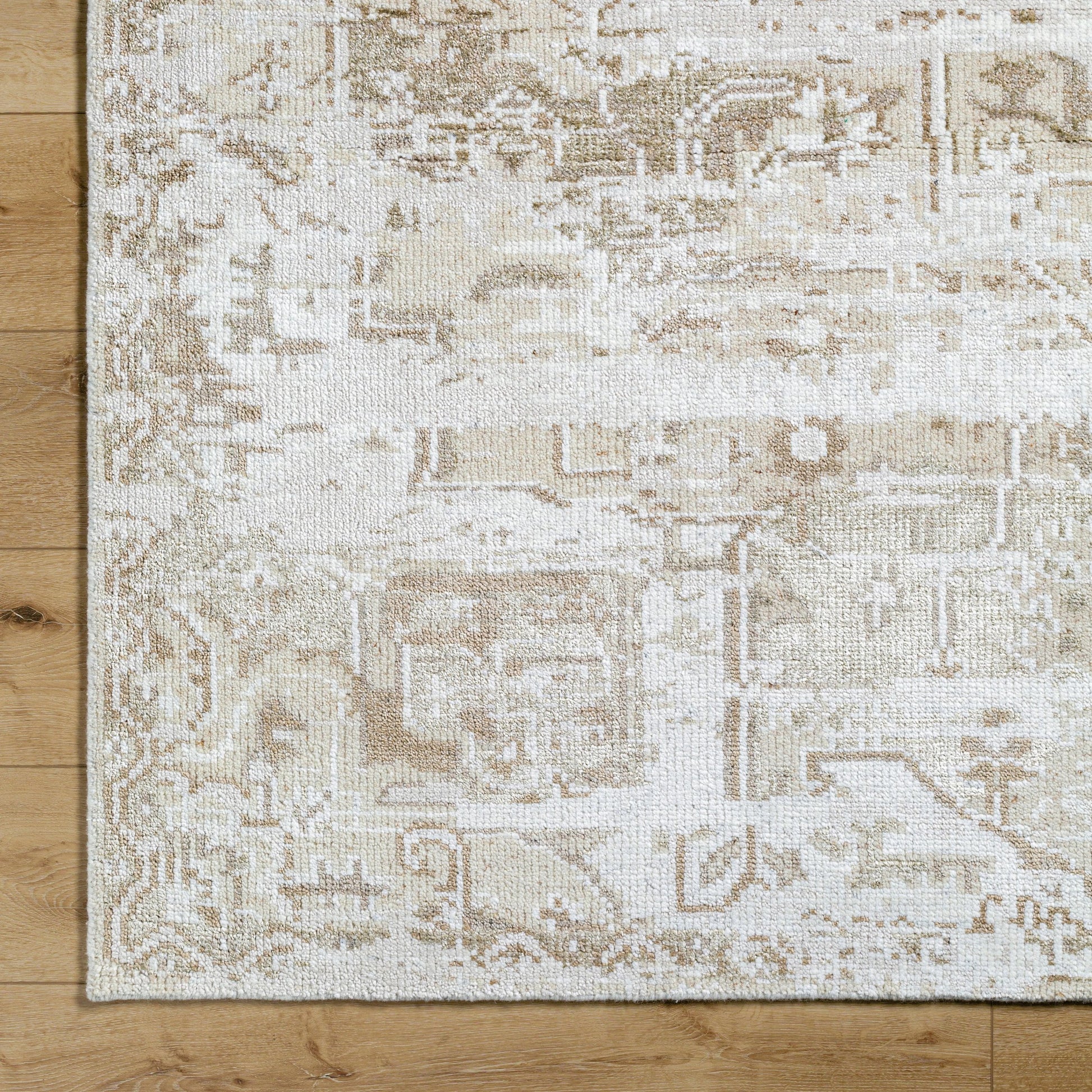 Lille LEL-2300 Rug by Surya in ivory, sandstone, taupe, cream. Made from face: 100% viscose, warp: 100% cotton in a unique style.