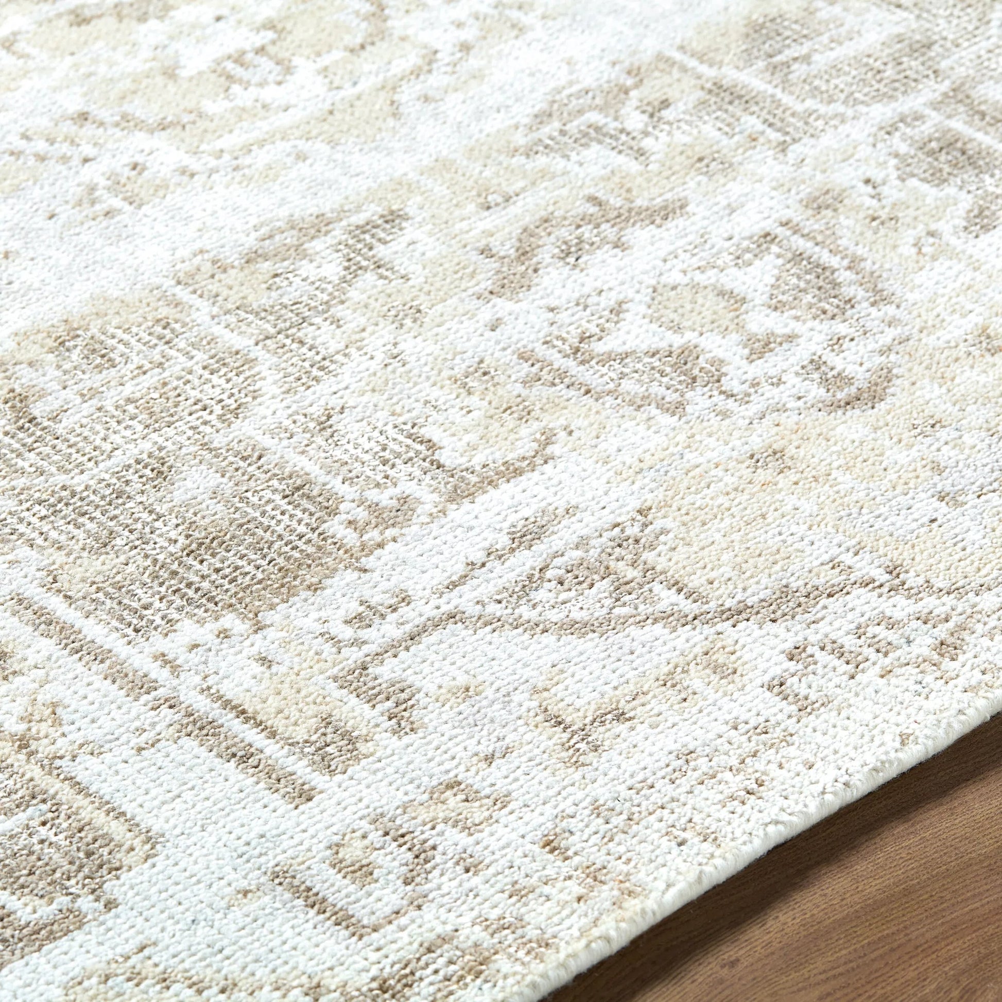 Lille LEL-2300 Rug by Surya in ivory, sandstone, taupe, cream. Made from face: 100% viscose, warp: 100% cotton in a unique style.