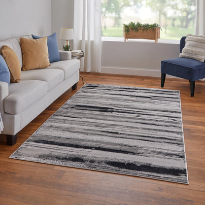 Micah Rug - 3049F by Feizy in silver, gray, black. Made from polyester, polypropylene in a unique style.