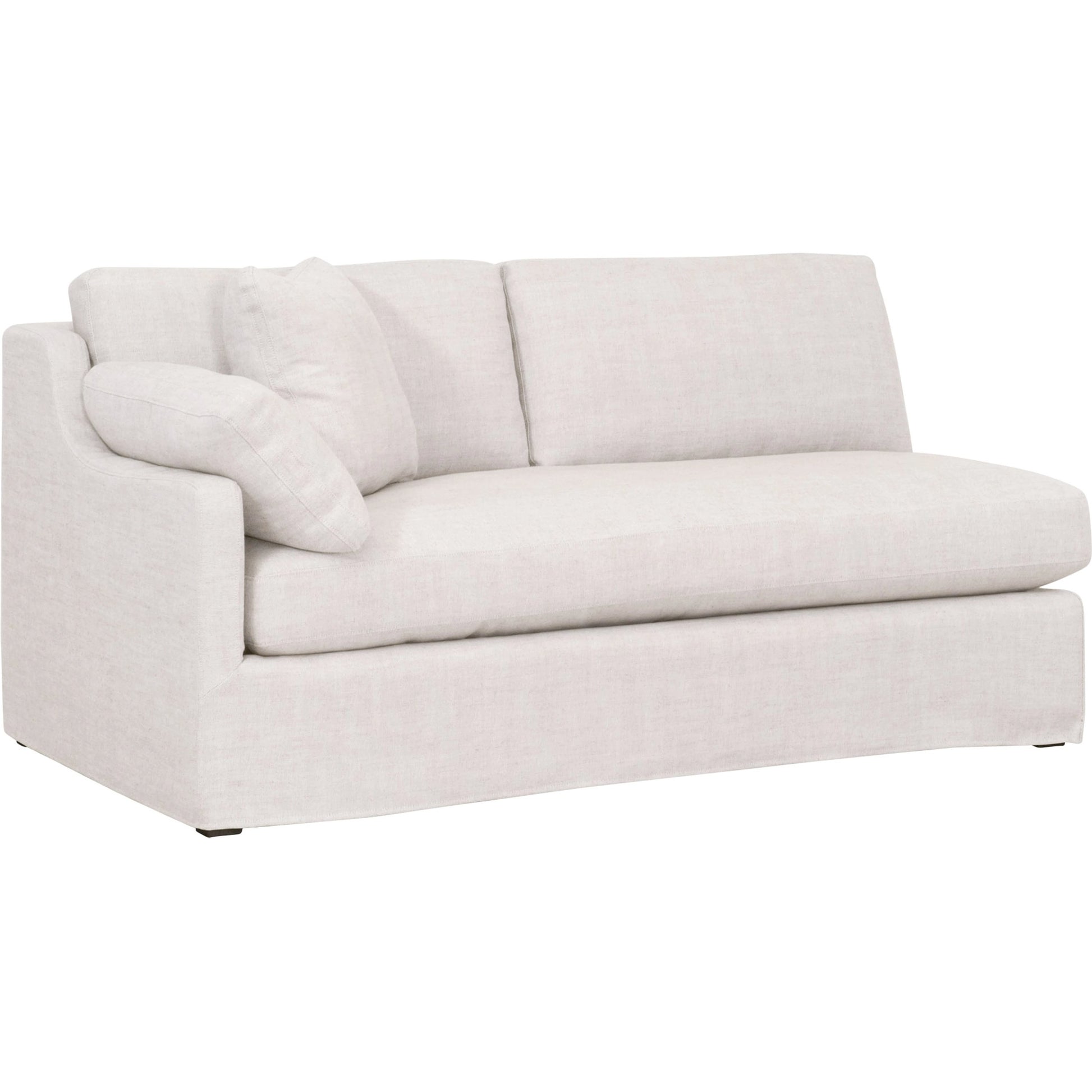 Lena Sofa by Essentials For Living in espresso, bisque. Made from solid birch wood, mdf, plywood, 55% linen, 45% polyester fabric, foam, down blend in a modern style.