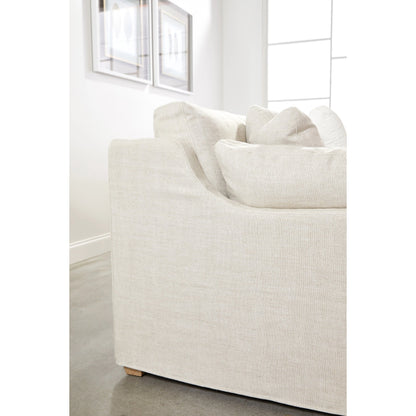 Lena Sofa by Essentials For Living in espresso, bisque. Made from solid birch wood, mdf, plywood, 55% linen, 45% polyester fabric, foam, down blend in a modern style.