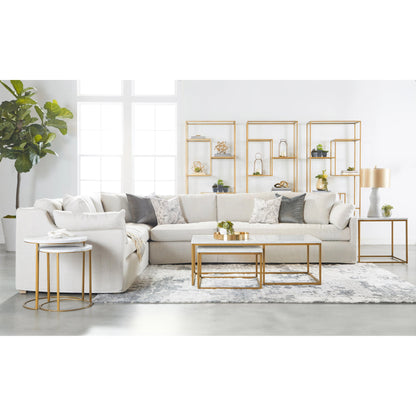 Lena Sofa by Essentials For Living in espresso, bisque. Made from solid birch wood, mdf, plywood, 55% linen, 45% polyester fabric, foam, down blend in a modern style.