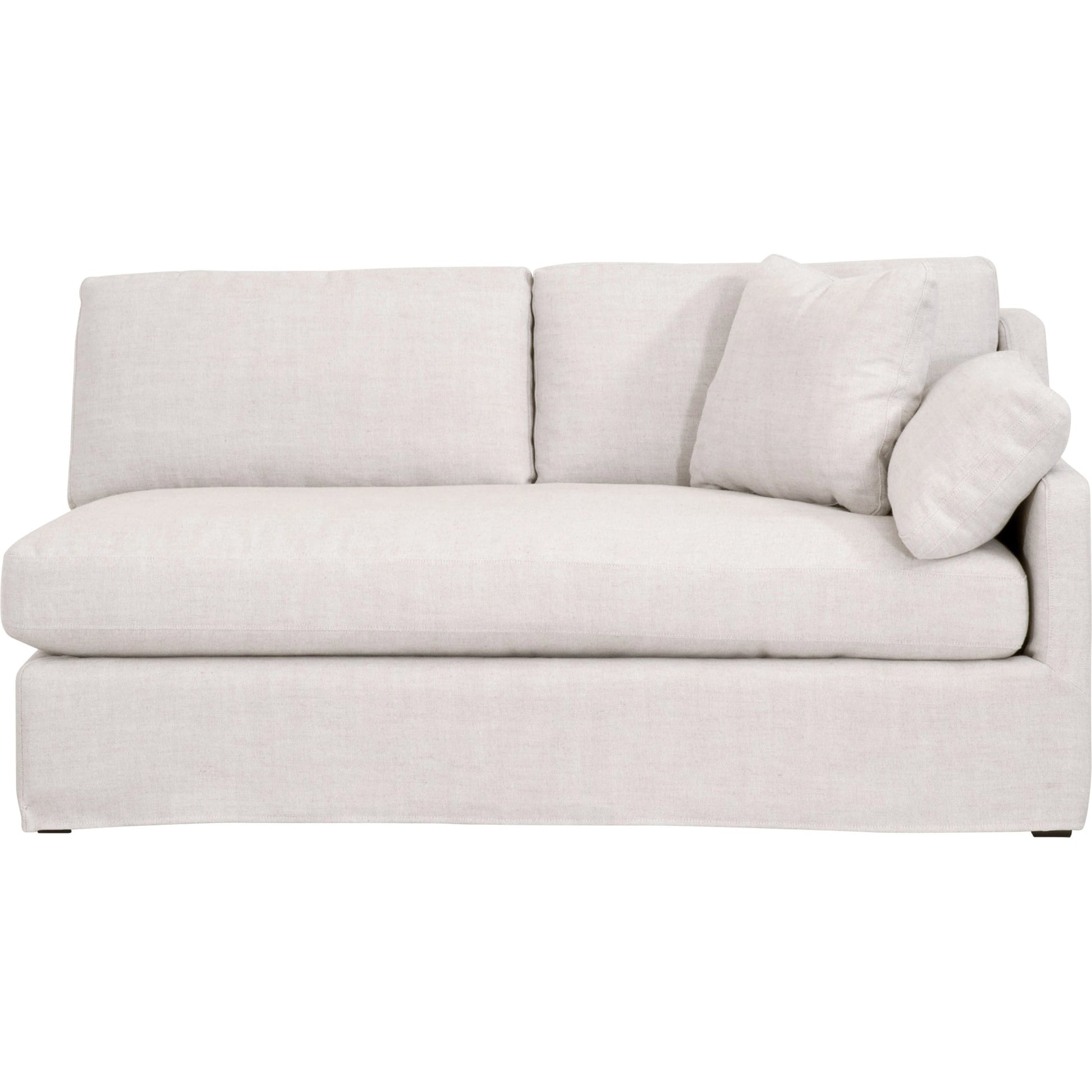 Lena Sofa by Essentials For Living in espresso, bisque. Made from solid birch wood, mdf, plywood, 55% linen, 45% polyester fabric, foam, down blend in a modern style.