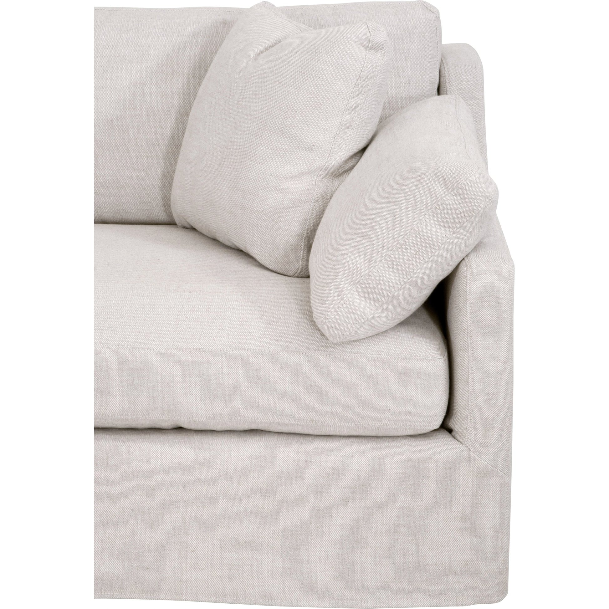 Lena Sofa by Essentials For Living in espresso, bisque. Made from solid birch wood, mdf, plywood, 55% linen, 45% polyester fabric, foam, down blend in a modern style.