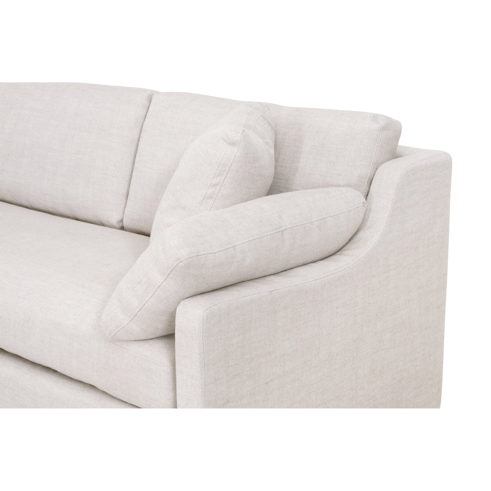 Lena Sofa by Essentials For Living in espresso, bisque. Made from solid birch wood, mdf, plywood, 55% linen, 45% polyester fabric, foam, down blend in a modern style.