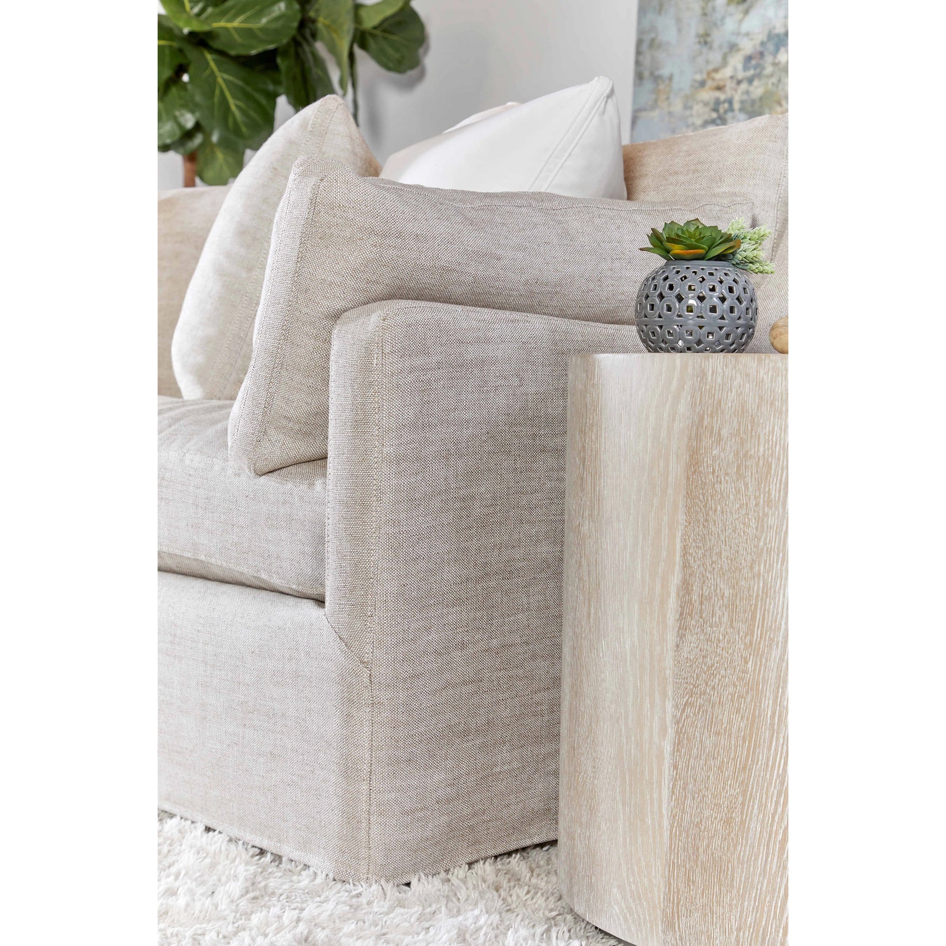 Lena Slope Arm Slipcover Sofa by Essentials For Living in light beige, espresso. Made from solid birch wood, mdf, plywood in a modern style.