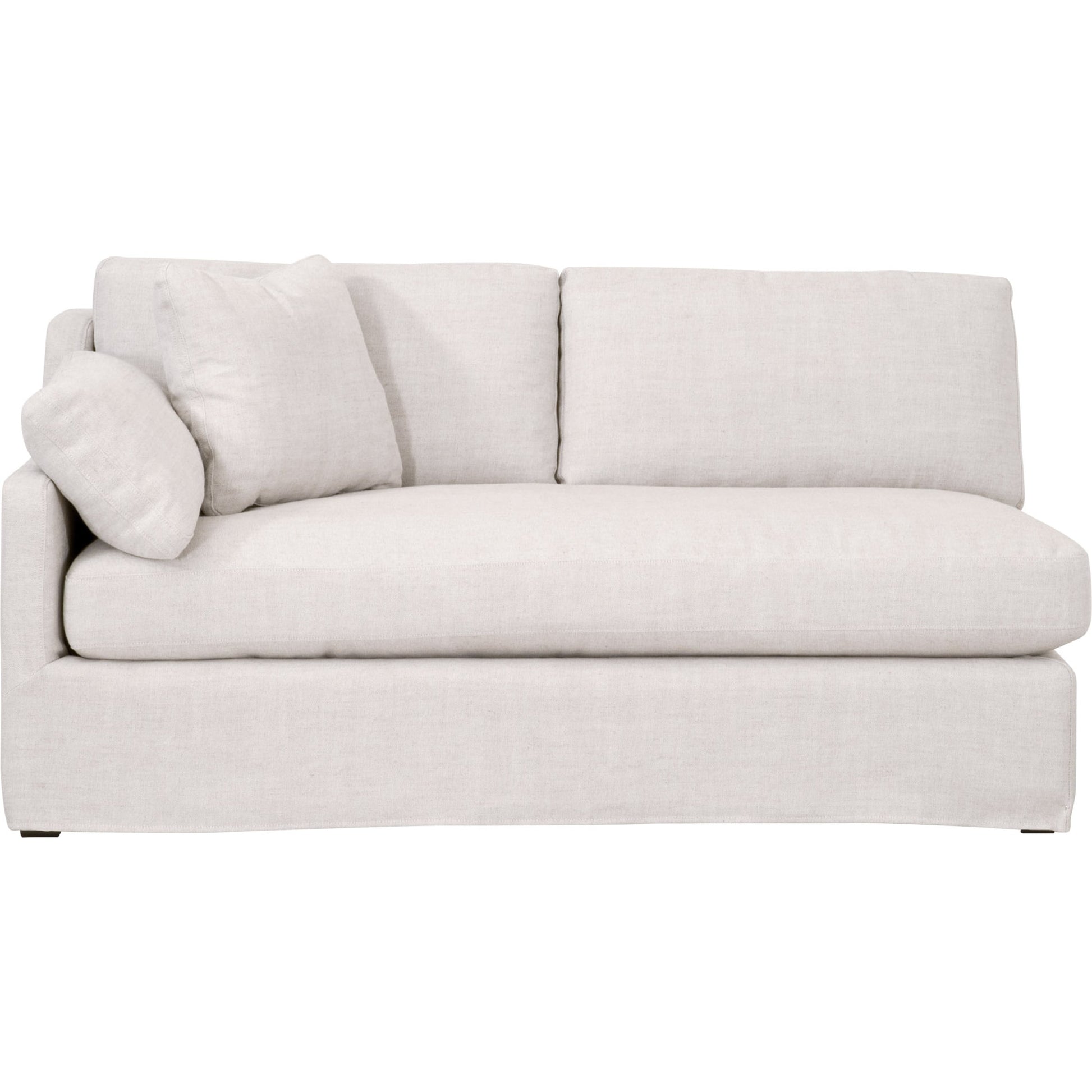 Lena Sofa by Essentials For Living in espresso, bisque. Made from solid birch wood, mdf, plywood, 55% linen, 45% polyester fabric, foam, down blend in a modern style.