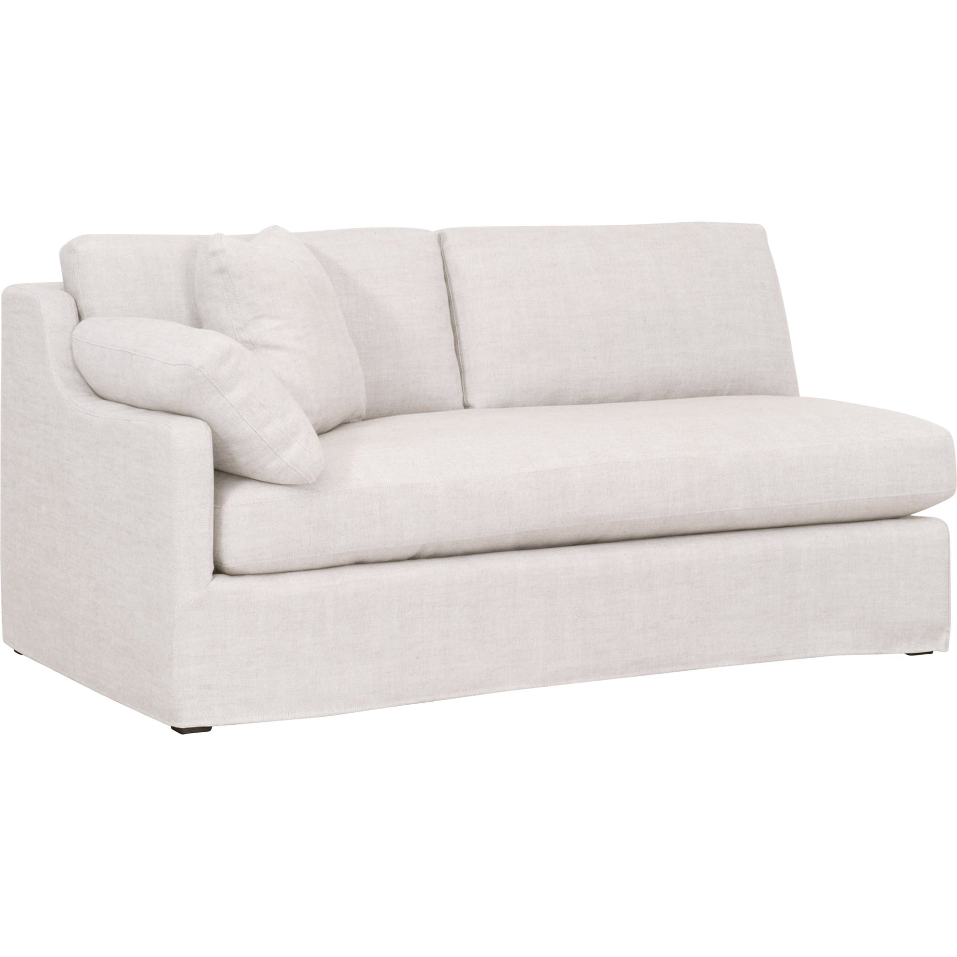 Lena Sofa by Essentials For Living in espresso, bisque. Made from solid birch wood, mdf, plywood, 55% linen, 45% polyester fabric, foam, down blend in a modern style.